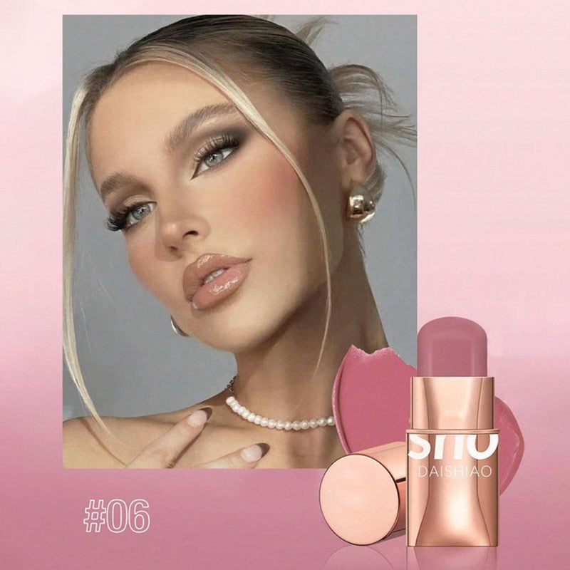 DAISHIAO Pearl Eyeshadow Blush Stick Matte Blush Lip & Cheek Dual-Use Blush Cream Lipstick